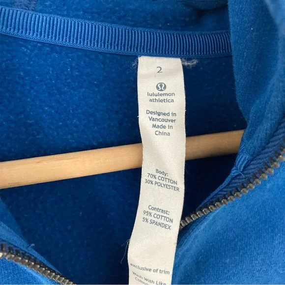 Lululemon Blue Full-Zip Scuba Jacket Hoodie, Size 2 - Picture 4 of 6